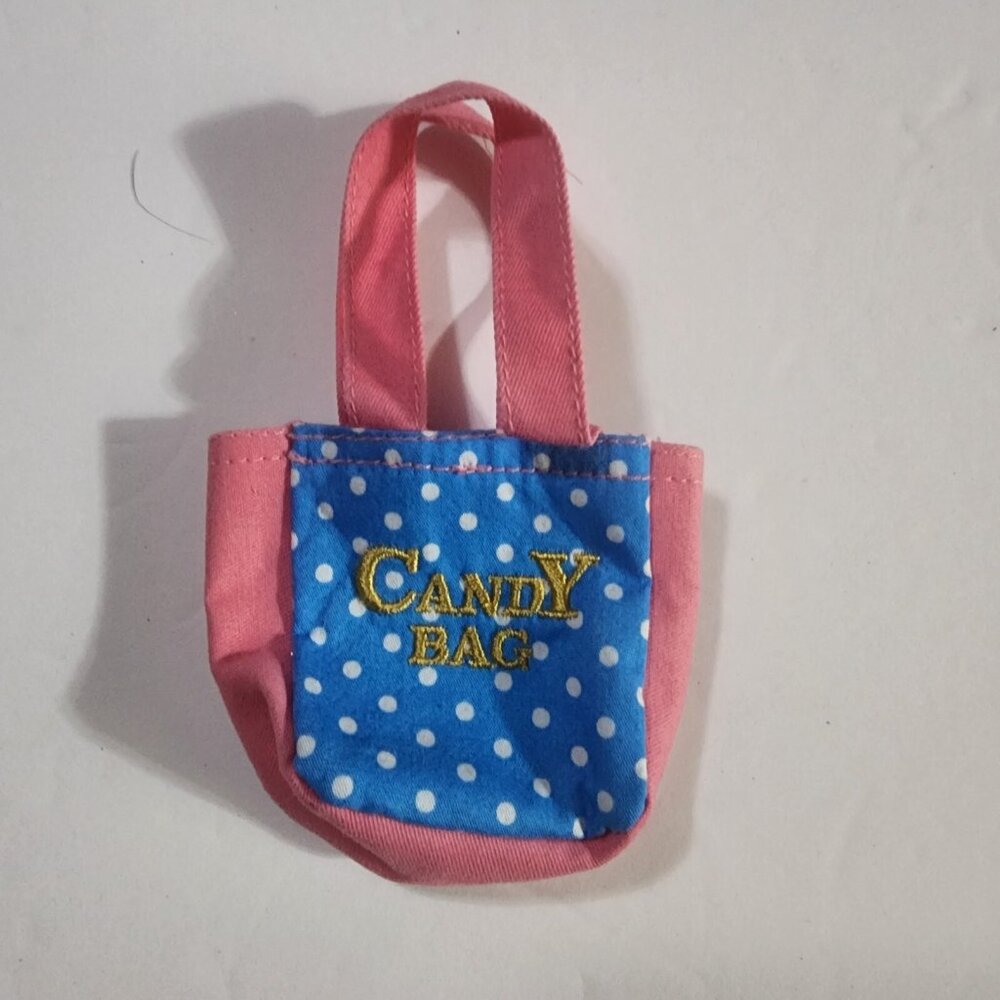 Battat OG Dolls Candy Bag Tote Pink & Blue White Polka Dots 4 1/2"